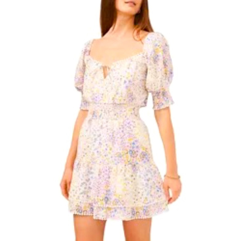 1.State Women's Puff Sleeve Tie Square Neck Dress